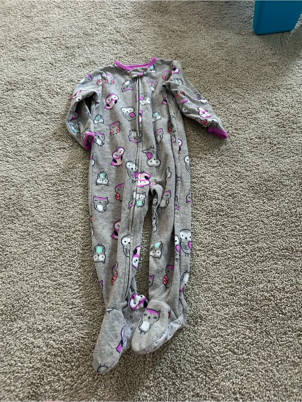 Carters 2T Gray owl footie pajamas
